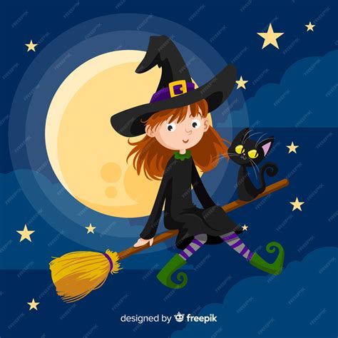 fondo halloween bruja volando vector premium