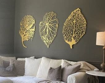 Gold Metal Leaf Wall Art Etsy