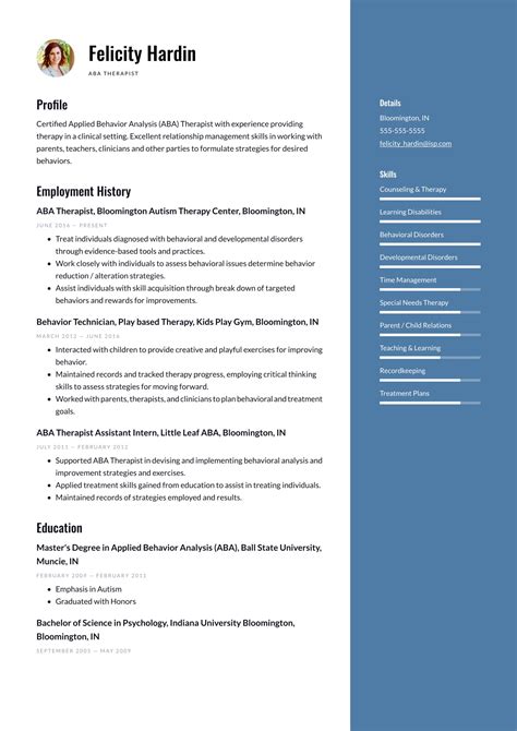 Aba Therapist Resume Examples And Templates 2025 ·