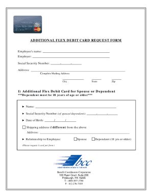 Fillable Online HR FSA Debit Card Request Form Fax Email Print PdfFiller