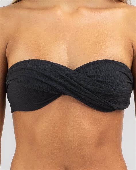 Shop Topanga Rockford Twist Bandeau Bikini Top In Black Fast Shipping Easy Returns City