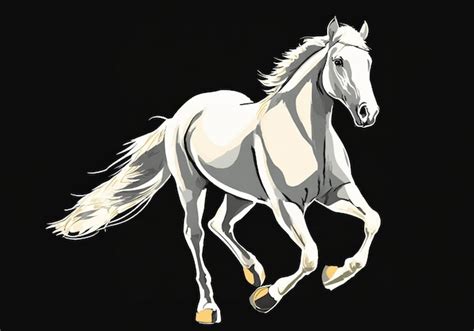 Premium Photo | Illustration of running white horse isolated on black background