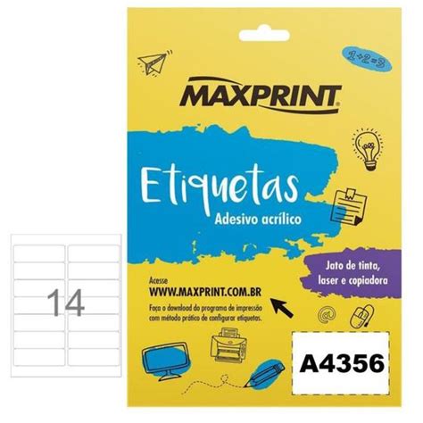 Etiqueta Ink Jet Laser A X Mm Pacote Folhas