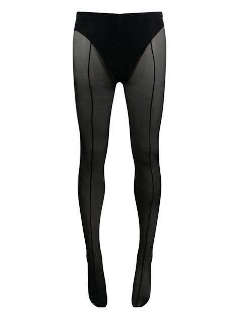 Wolford X Mugler Mesh Panelled Tights Farfetch