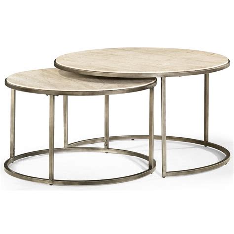 Hammary Modern Basics Round Cocktail Table With Nesting Tables Wayside Furniture Cocktail