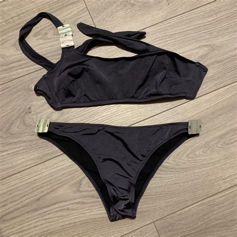 Costume Bikini Perfetto Viola Scuro Grigio Con Depop