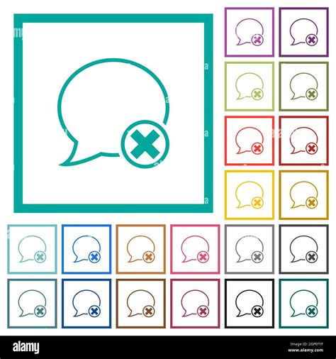 Cancel Message Outline Flat Color Icons With Quadrant Frames On White