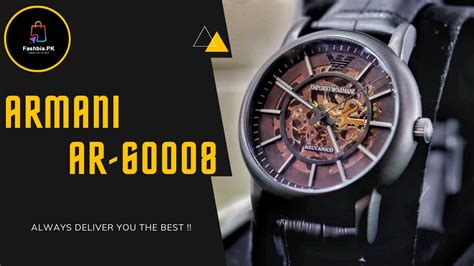 Original Emporio Armani AR-60008 Meccanico Black Dial Genuine Leather ...