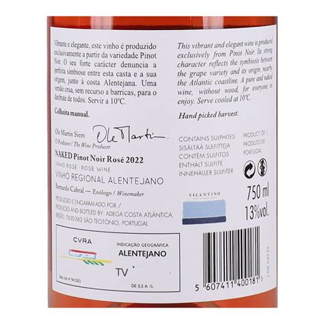 Vinho Rosé Vicentino Pinot Noir Naked cl Vinho Rosé Nacional Vinho Rosé Vinhos Bebidas