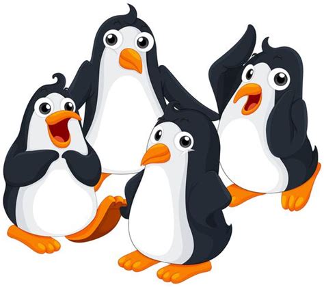 Four Penguins With Happy Face 376458 Vector Art At Vecteezy