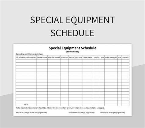 equipment schedule templates  google sheets  microsoft excel