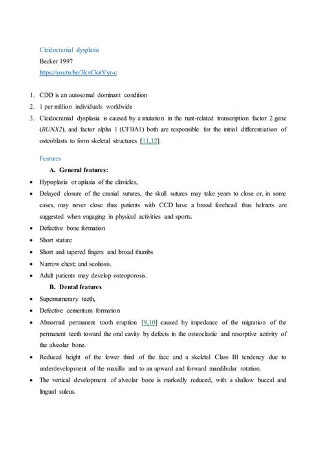 Cleidocranial dysplasia for orthodontist by almuzian | DOCX
