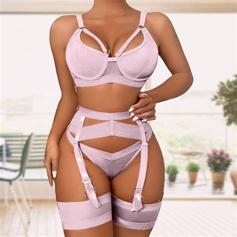 Aligament Valentines Day Outfit Women Garter Lingerie For Women Sexy Sheer Matching Piece Set