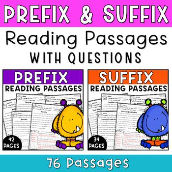 Prefix And Suffix Reading Comprehension Passages With Questions Bundle Set