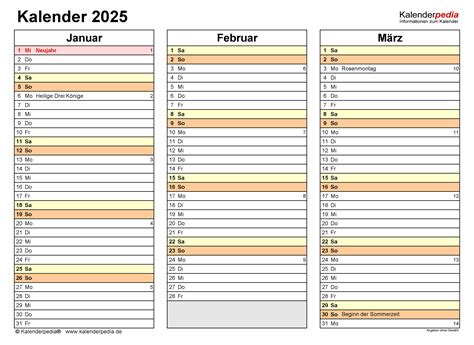 Kalender 2025 zum Ausdrucken als PDF (19 Vorlagen, kostenlos)