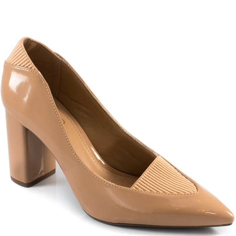 Scarpin Feminino Elástico Bico Fino 2019 Sapato Show 1803812 Verniz Nude Sapato Show