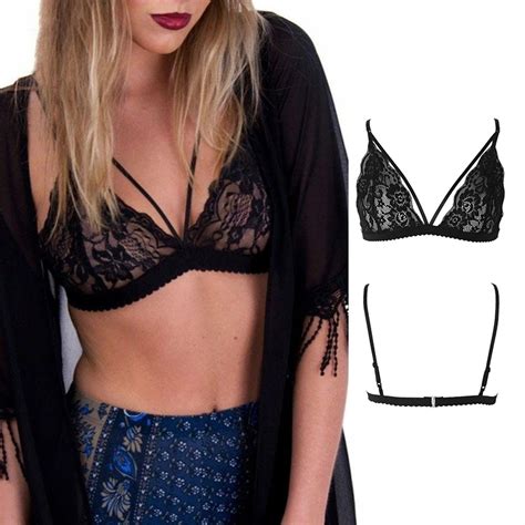 B D Woman Deep V Neck Sleeveless Lingerie Strappy Unpadded Bra Bralette Bustier