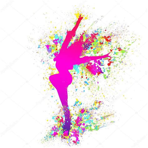 Splash Paint Silhouette Of Dancing Girl Stock Vector By Mast R