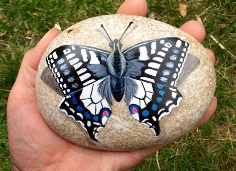 Butterfly Hand Painted Rock By Cobblecreatures Hand Painted Rocks