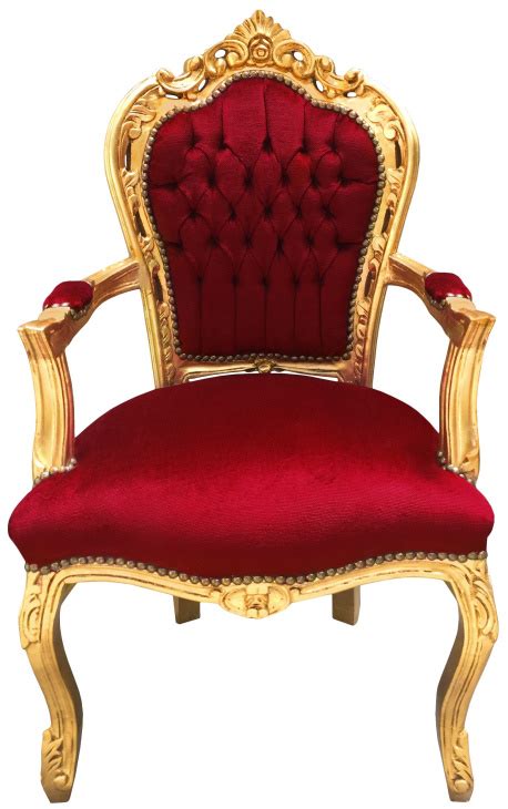 Silla De Estilo Barroco Rococo Tela Bordes De Terciopelo Y Madera De Oro