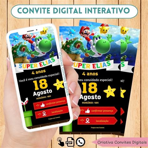 Convite Interativo Super Mario Elo Produtos Especiais