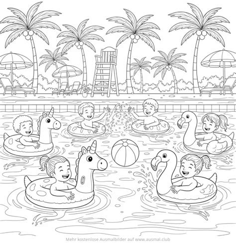 Ausmalbild Schwimmbad - Schwimmbad Ausmalbild kostenlos als PDF | ausmal.club