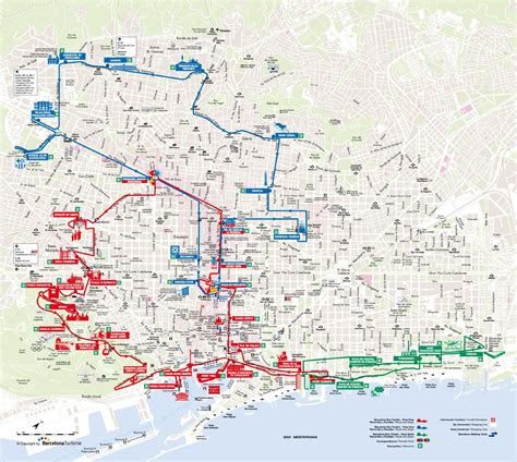 Map of Barcelona tourist attractions, sightseeing & tourist tour