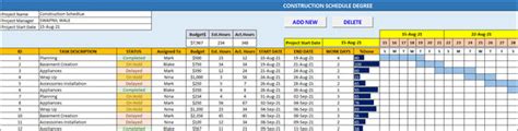 construction scheduling  template   plan
