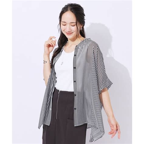 キューティーブロンド Cutie Blonde 洗える大人っぽいシアー感 バンドカラーポンチョシャツ ブラック 319 ファッション通販 MAGASEEK マガシーク