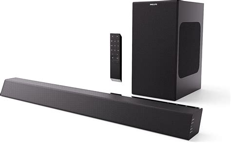 Amazon.com: Philips Soundbar with Wireless Subwoofers, Sound Bar for Smart TV 2.1-Channel ...