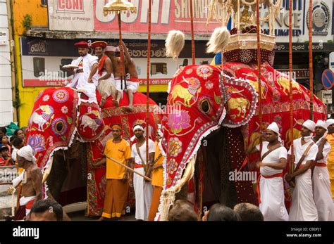 Kandy Sri Lanka Perahera Festival Parade With Elephants Performers