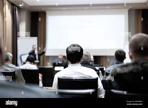 Male Speeker Having Talk At Public Event Stock Photo Alamy