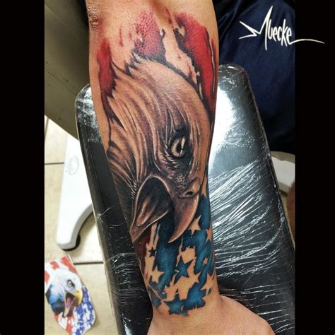 American eagle and flag patriotic tattoo by George Muecke: TattooNOW