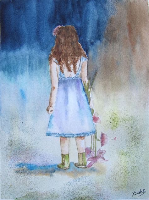 Peinture Aquarelle La Petite Fille Au Bouquet Tableaux Peintures