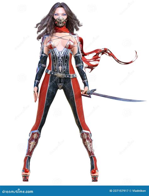 3d Japanese Assassin Woman Render Stock Illustration Illustration Of Attractive Asia 237157917