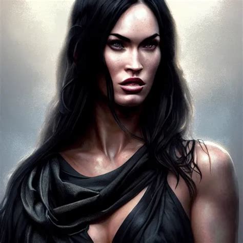 Portrait Of Megan Fox Muscular Upper Body Scarf Stable Diffusion