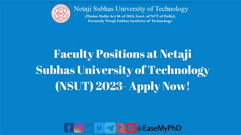 Faculty Positions At Netaji Subhas University Of Technology NSUT