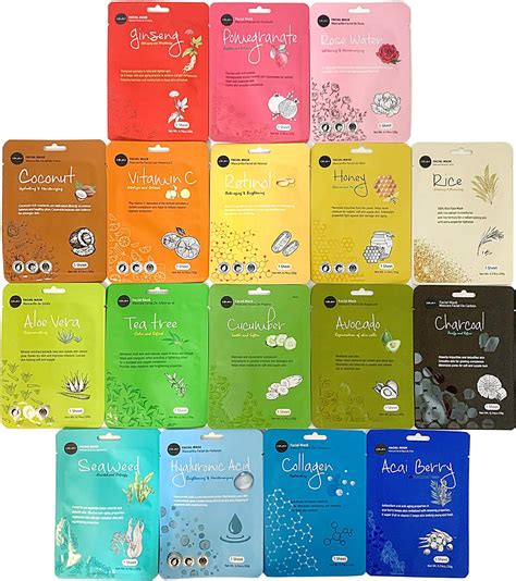 Celavi Essence Face Mask Paper Sheet Korea Skin Care Moisturizing 12 Pack Classic