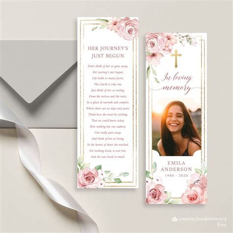 Laminated Obituary Bookmarks Etsy