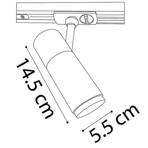 Spot Sur Rail Monophas Liam Noir Avec Bord Argent Lumenxl