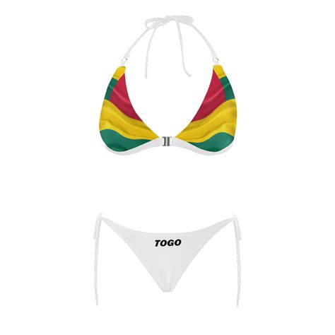 Togo Flag Buckle Front Halter Bikini Swimsuit Model S Id D