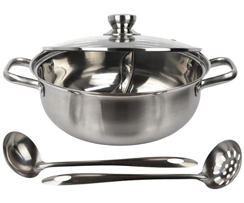Hot Pot Aus Edelstahl Mit Glasdeckel F R Asiatisches Fondue