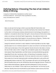 The Ethical Dilemma Of Choosing An Unborn Baby S Sex Course Hero
