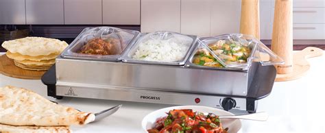 Progress Ek P Electric Buffet Server Pan Hot Plate X L Removable Sections And Lids
