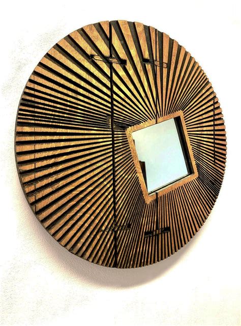 modern rustic oak wall art mirror  geometric design argonauts