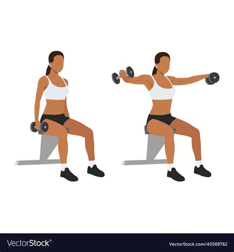 Woman doing seated dumbbell lateral raises Vector Image