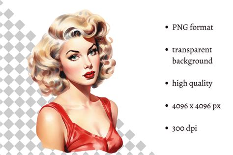 Watercolor Pin Up Girl Png Clipart Graphic By Mashmashstickers