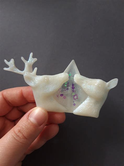 Polymer Clay And Resin Icy Stag And Doe Collectiblemini Diorama Etsy Uk