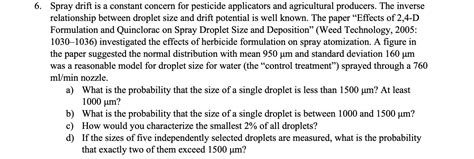 Solved Spray Drift Is A Constant Concern For Pesticide