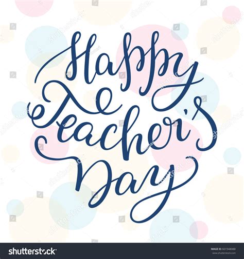 Happy Teachers Day Hand Lettering On Vector De Stock Libre De